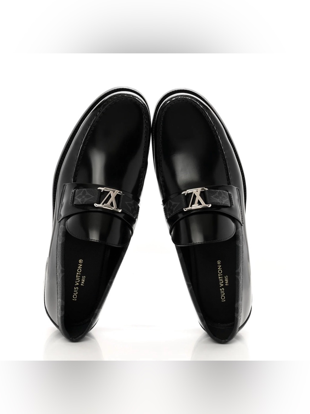 Louis Vuitton Men’s Black Calfskin Monogram Eclipse Major Loafers 7.5uk/9us